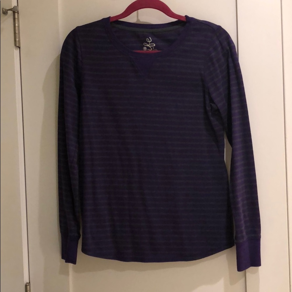 Purple and grey striped shirt
